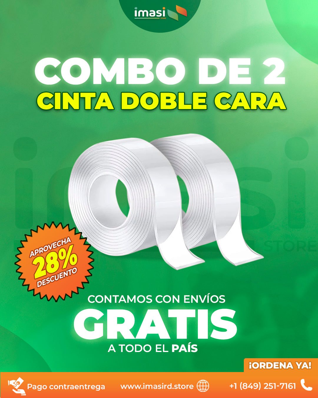 Combo de Dos (2) Cinta doble cara FixTape Ultra™ | ¡Adhesión sin límites! La cinta doble cara más fuerte y reutilizable