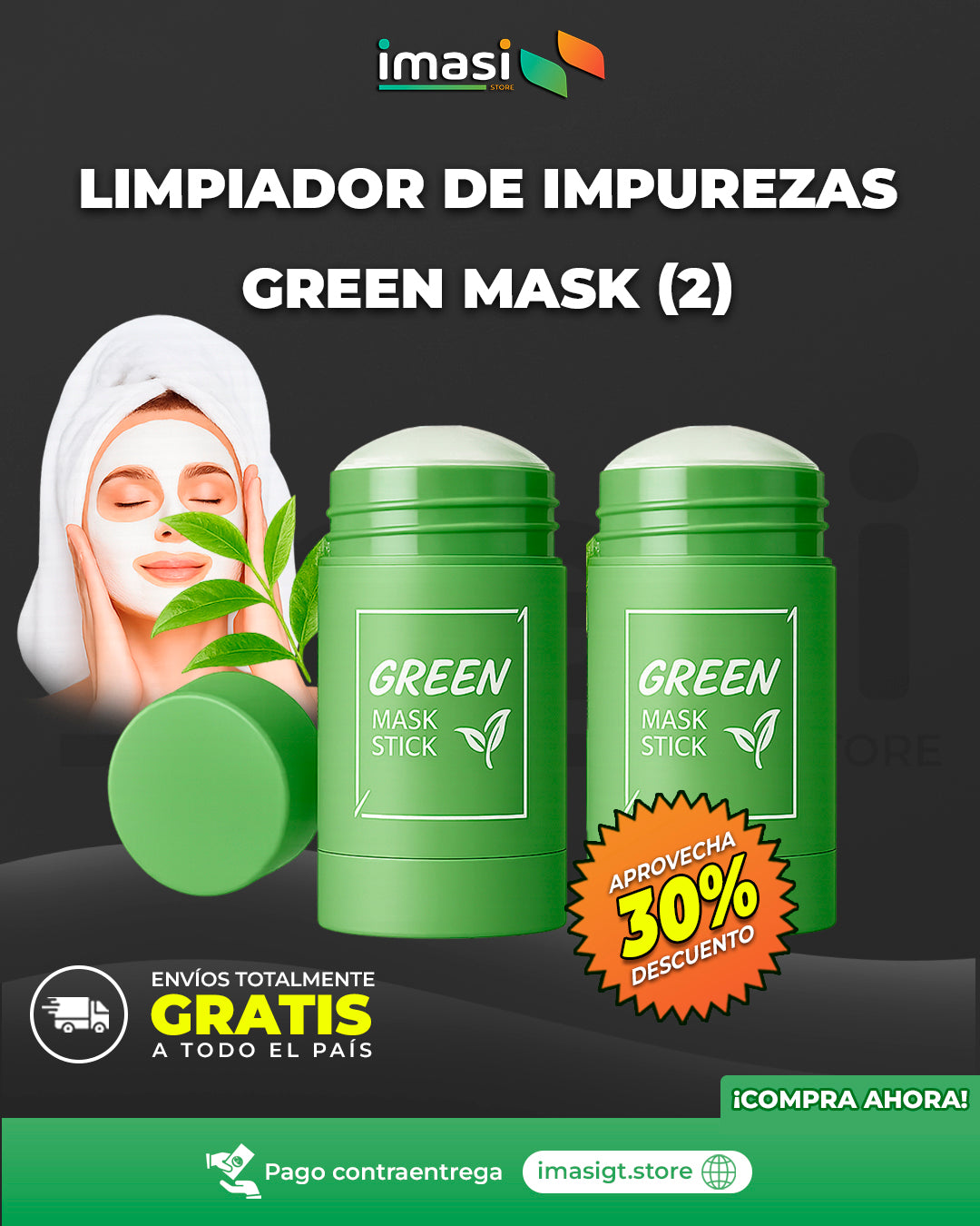 Limpiador de Impurezas Green Mask™ | Limpieza profunda en segundos con la mascarilla en barra de Té Verde