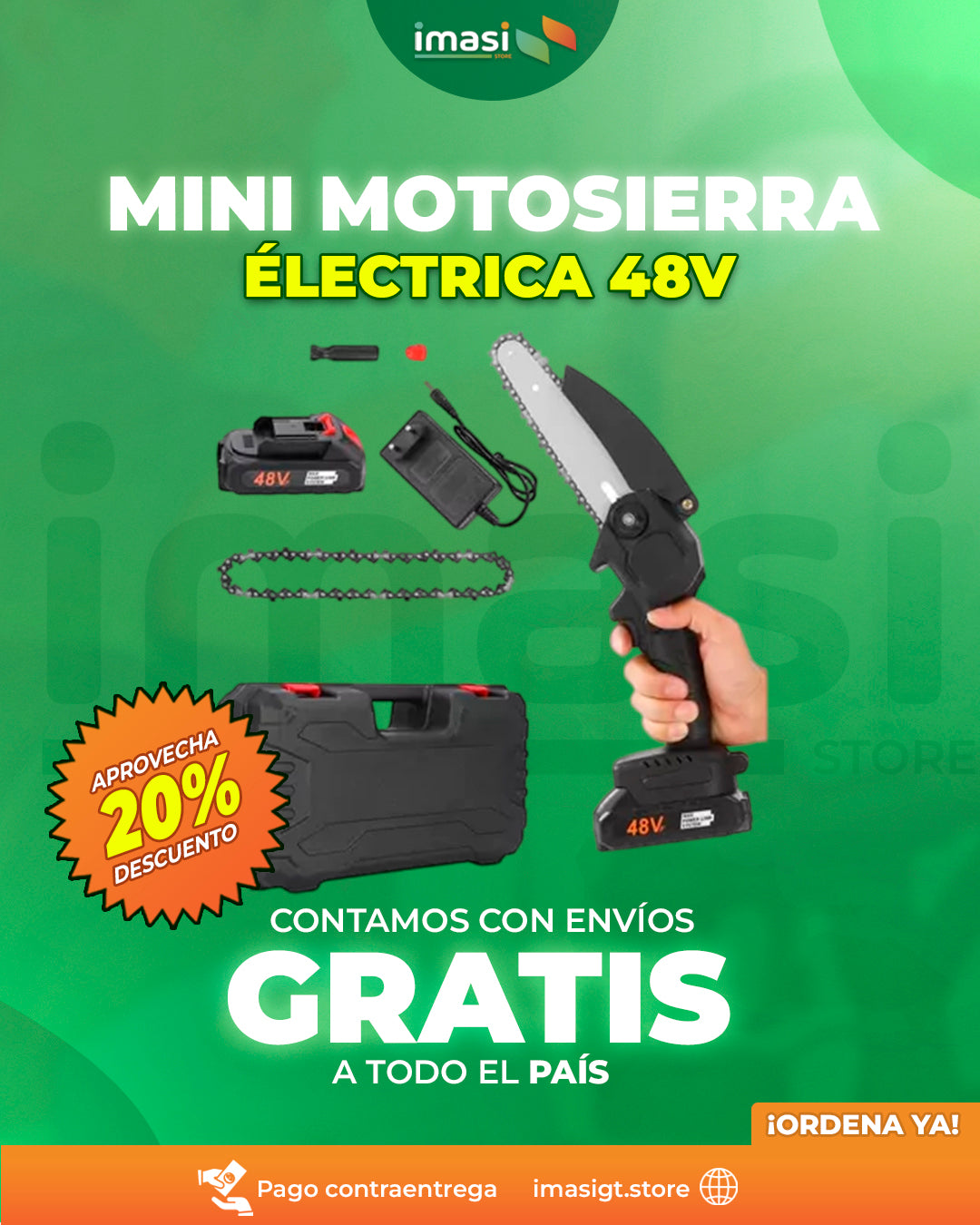Mini Motosierra Sierra Electrica Inalámbrica 48V TurboJardín™ | 🪓 ¡Corta como un profesional desde tu casa con esta Mini Motosierra 48V!
