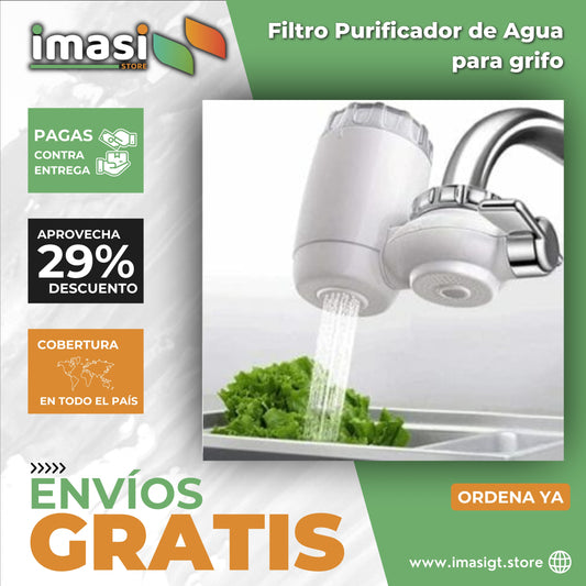 Filtro Purificador de Agua para Grifo | Elimina óxdo, parásitos, cloro, sucio, moho y más!