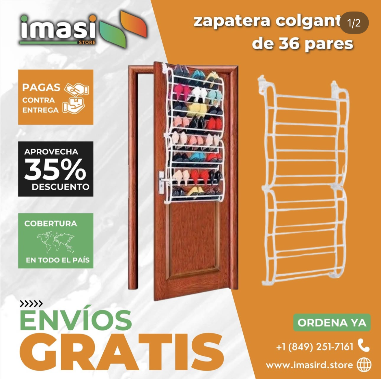 ZAPATERA COLGANTE MaxFit™ DE PUERTA - HASTA 36 PARES |  Práctico, resistente y fácil de instalar | El zapatero que necesitas